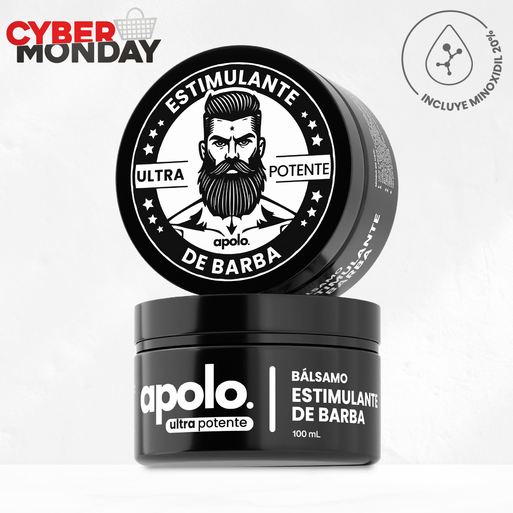 Bálsamo para Crecimiento de Barba Ultra Potente con Minoxidil 20% | 100mL
